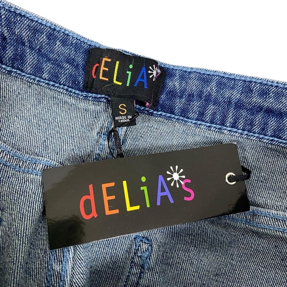 dELiA*s Juniors Flare Jeans Size Small 28x33 Boho Raw Hem High Rise Y2K Blue - Picture 4 of 8